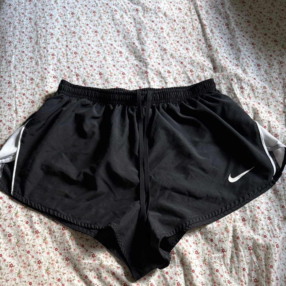 Nike Women's Black and White Athletic Shorts